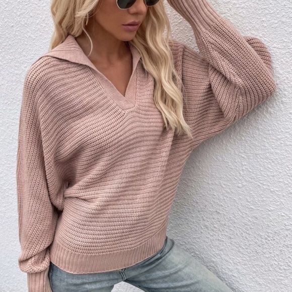 Charcoal Grey V neck Collar Knit Sweater Top Minimalist y2k - Picture 15 of 15